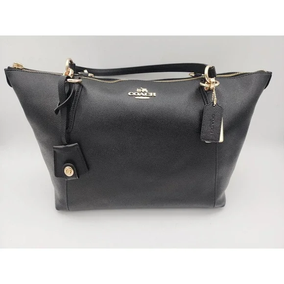 Coach Ava Tote Crossgrain Black Leather Shoulder Bag with Gold F57526 - Picture 13 of 15